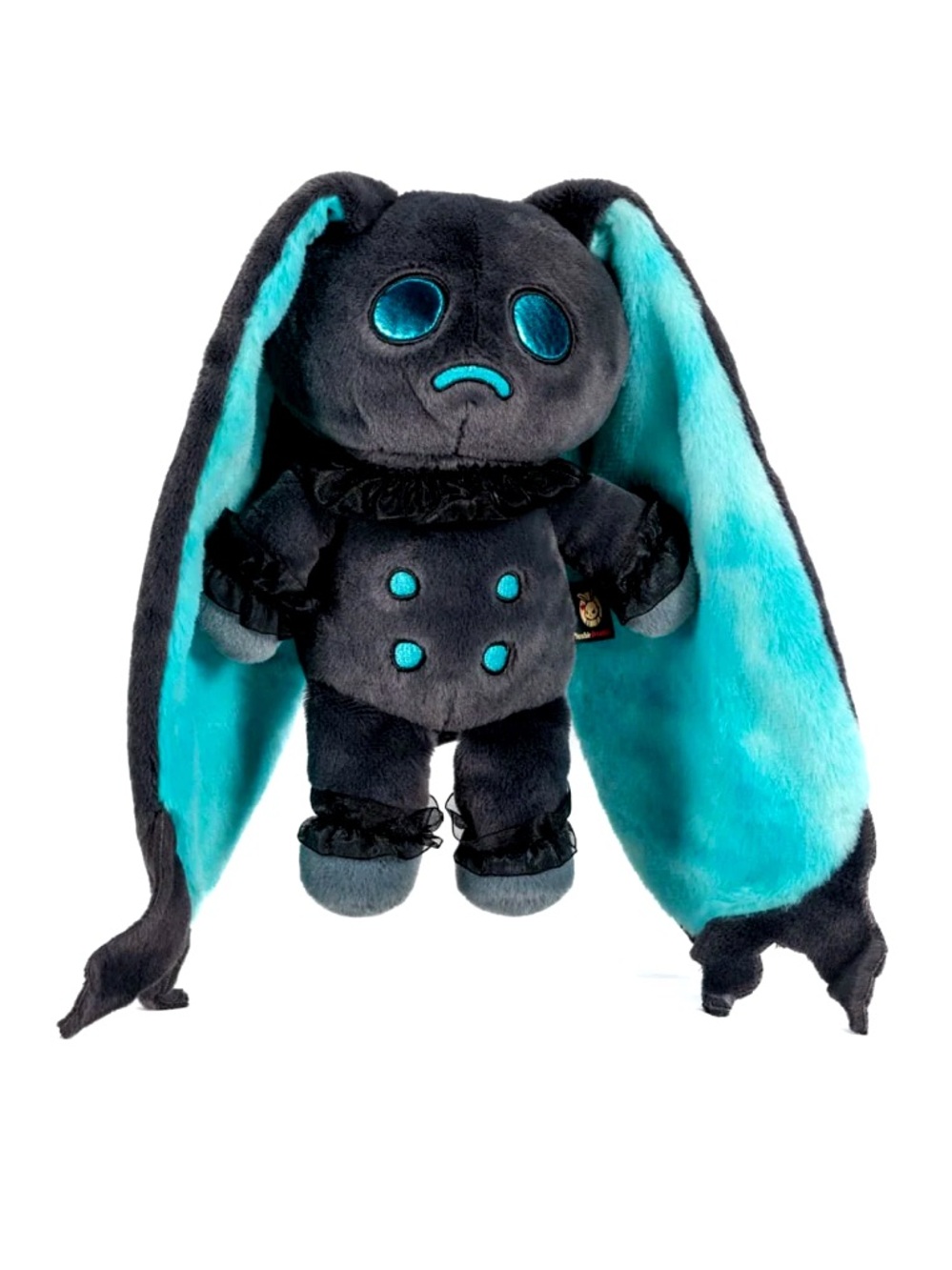 Plushie Dreadfuls “Wraith” Black & Aqua Plush Bunny with Matching Tote